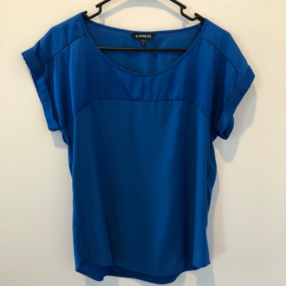 Express Blue Scoop Neck Shirt Sz Small